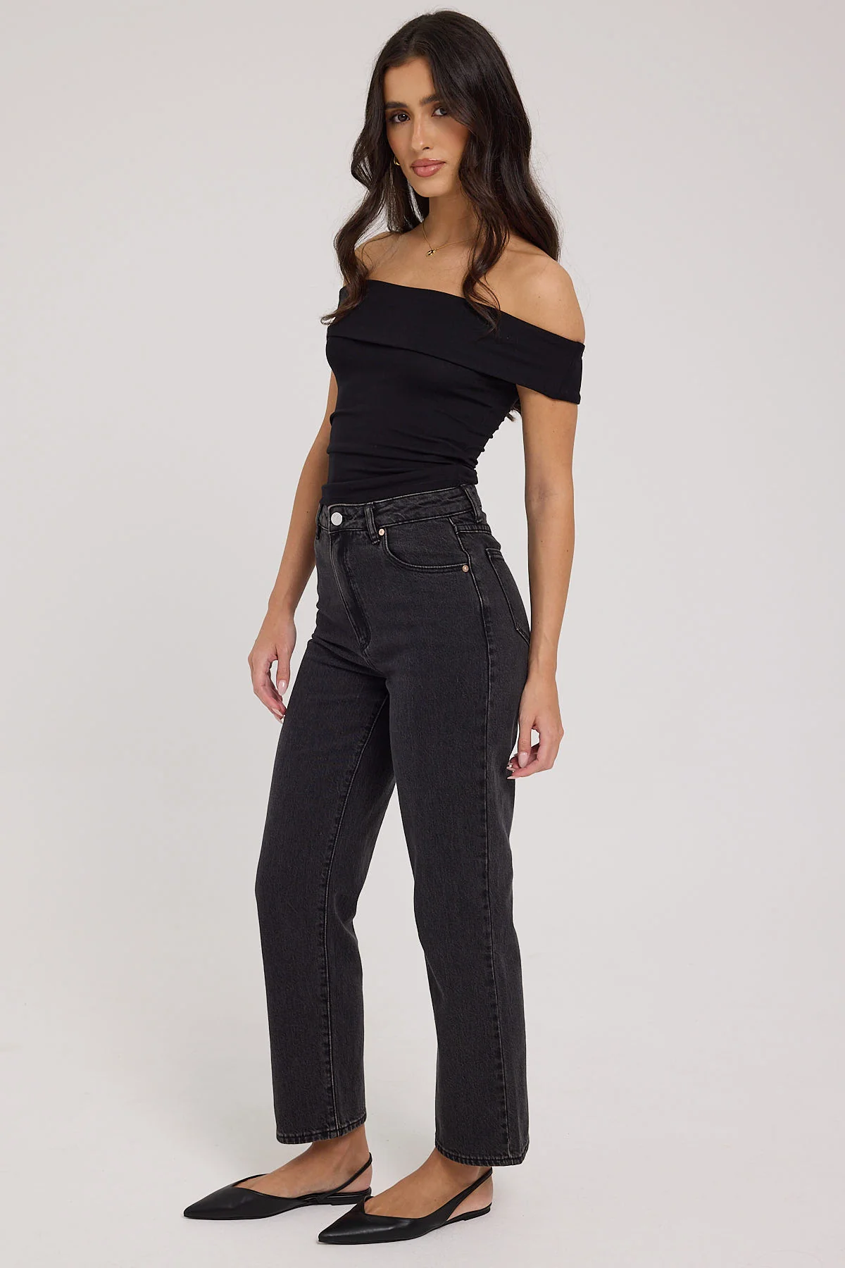 Abrand A Venice High Waisted Straight Jean Charo Black - Image 3