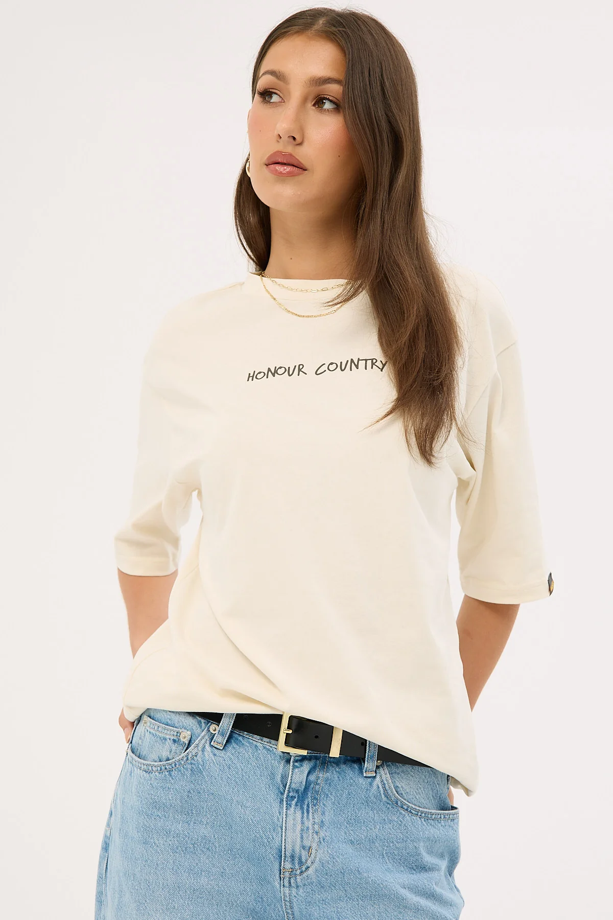 Clothing The Gaps Handwritten Honour Country Tee Ecru - Image 11