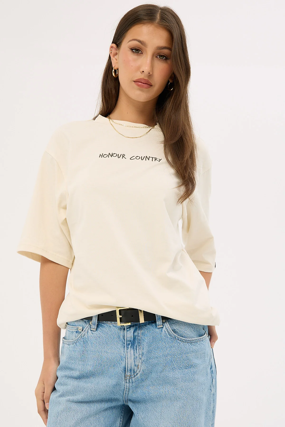 Clothing The Gaps Handwritten Honour Country Tee Ecru - Image 12