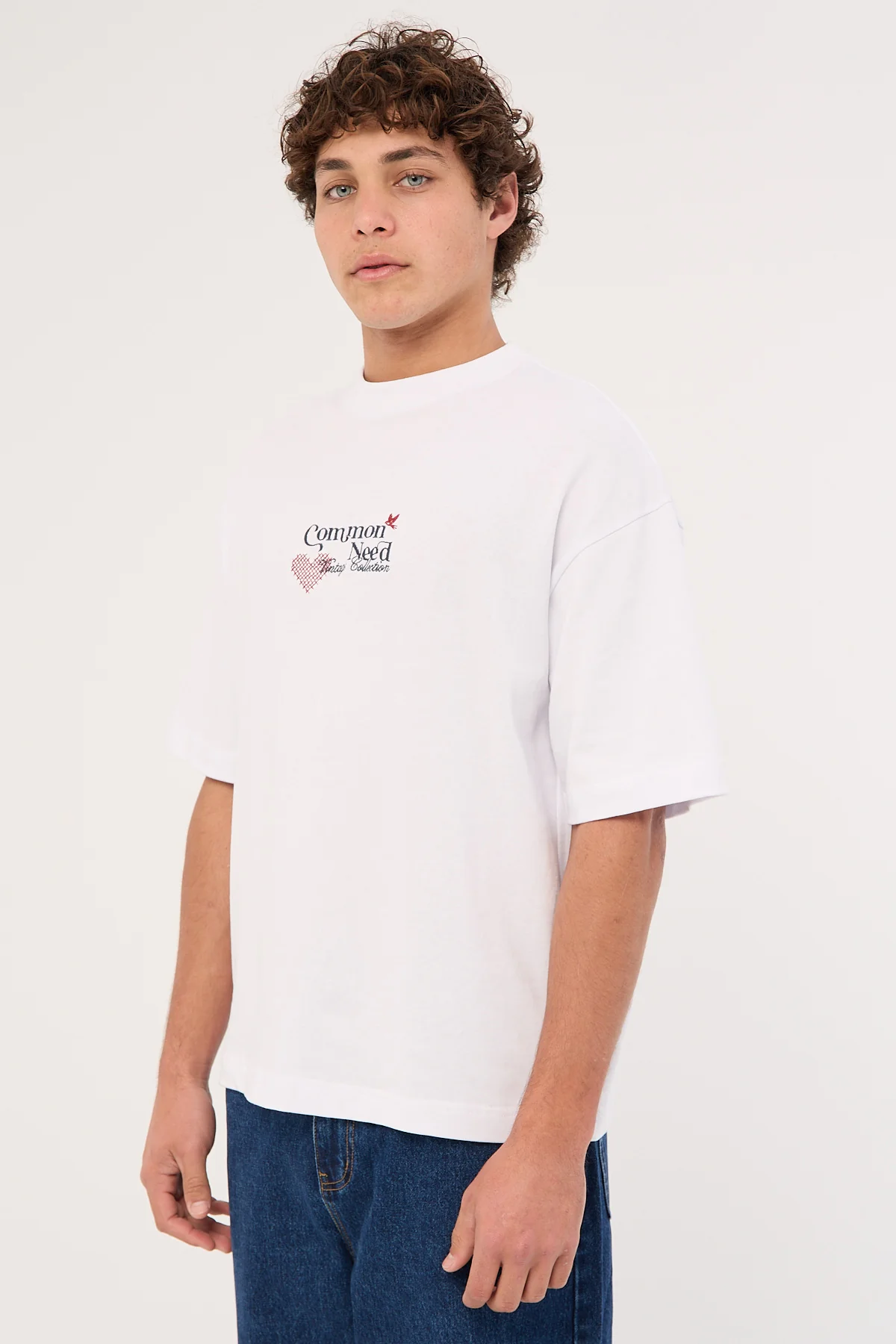 Common Need Cross Stitch Heavyweight Easy Tee White - Image 4