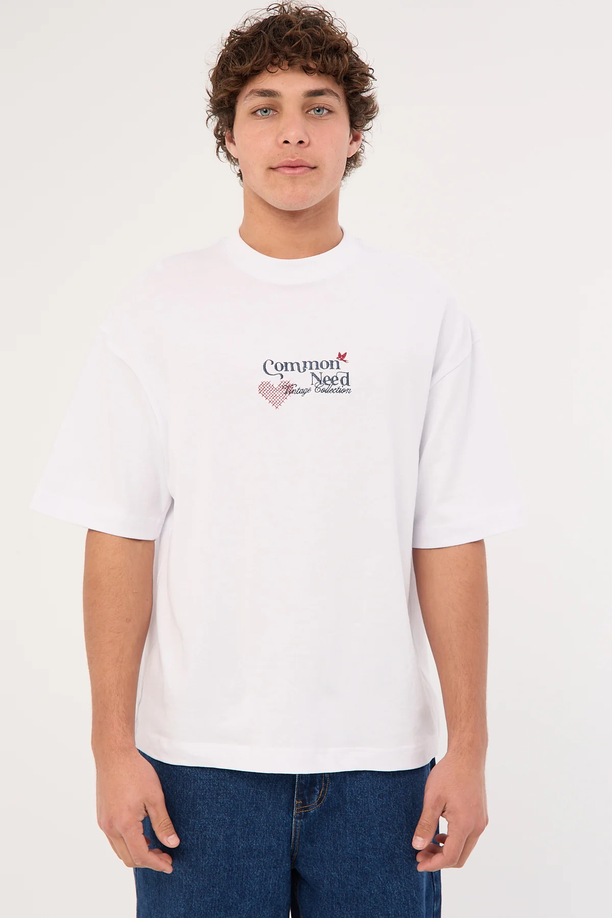 Common Need Cross Stitch Heavyweight Easy Tee White - Image 6