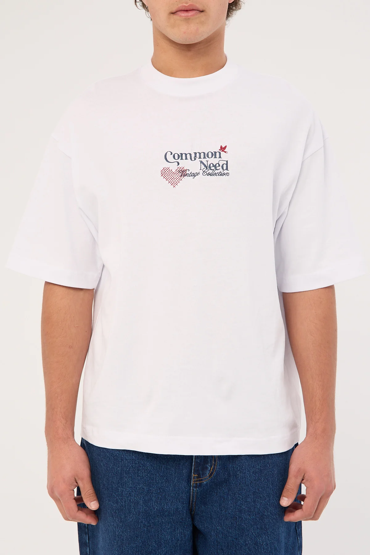 Common Need Cross Stitch Heavyweight Easy Tee White - Image 8