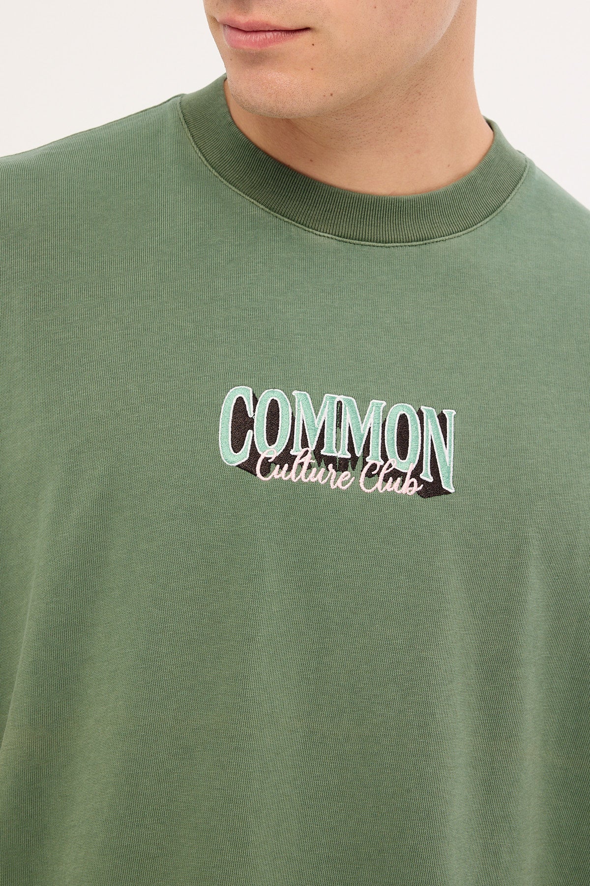 Common Need Depth Heavyweight Boxy Tee Washed Green - Image 3