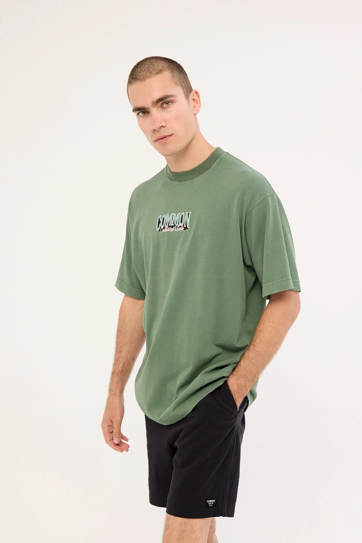 Common Need Depth Heavyweight Boxy Tee Washed Green - Image 4