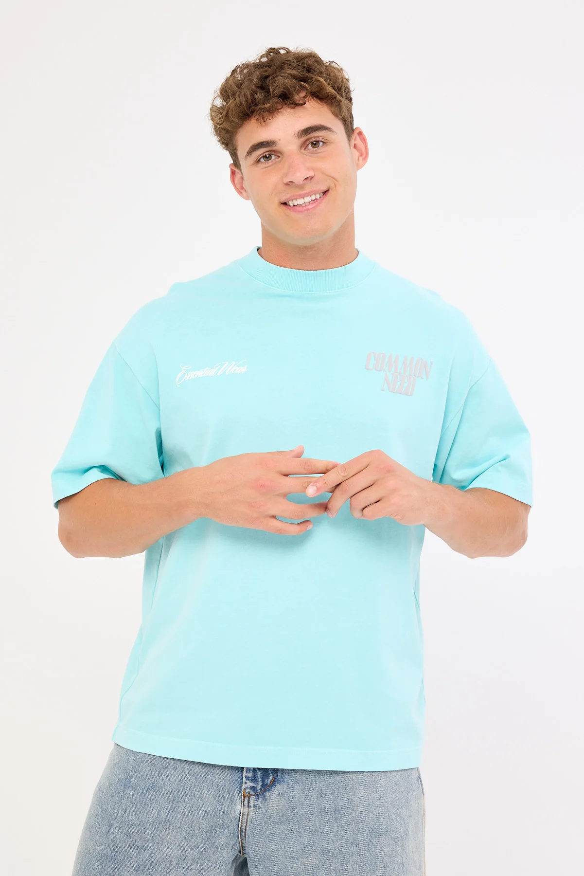 Common Need Layover Heavyweight Easy Tee Aqua - Image 4