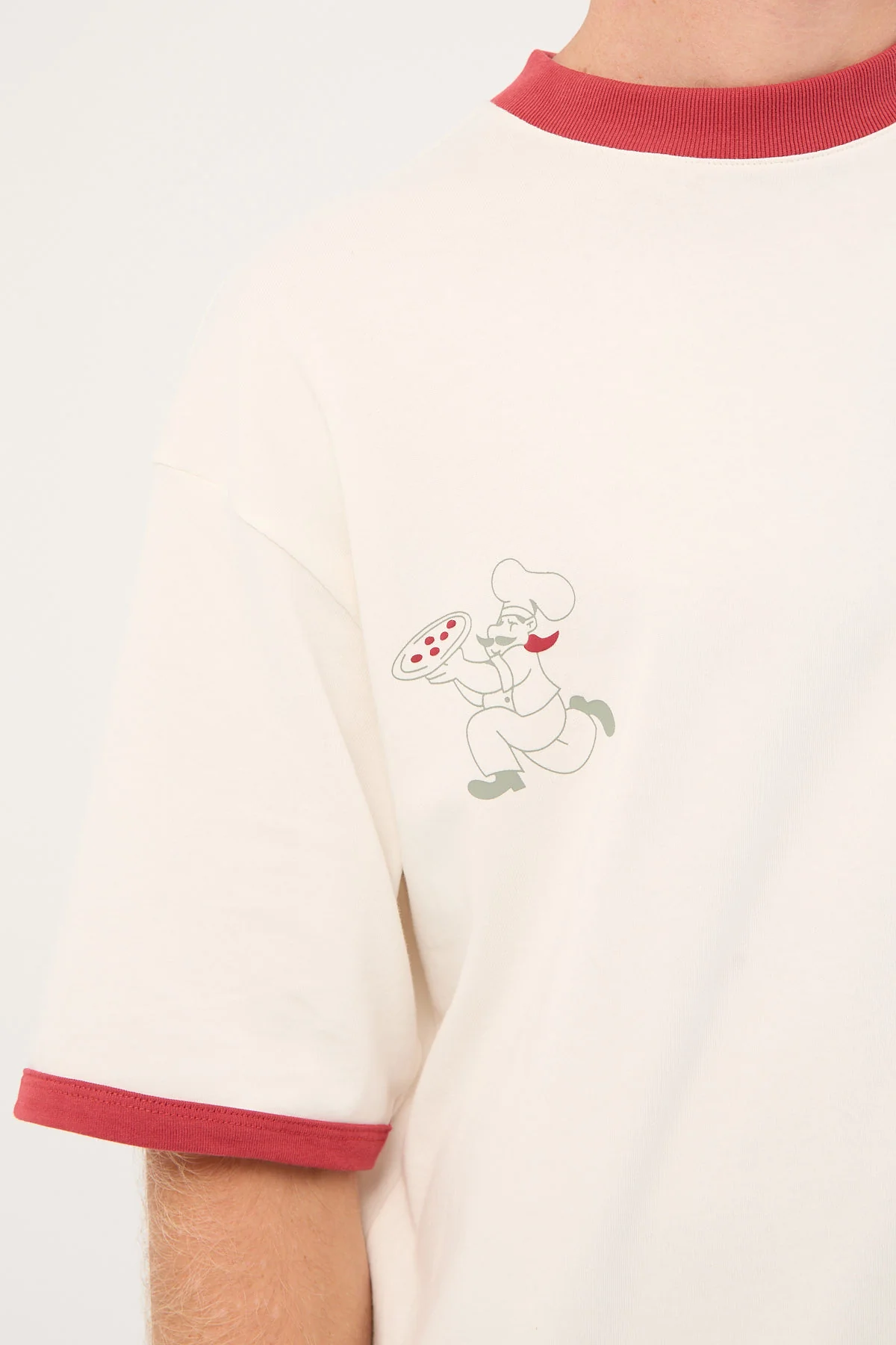 Common Need Marinara Heavyweight Ringer Easy Tee Off White - Image 5