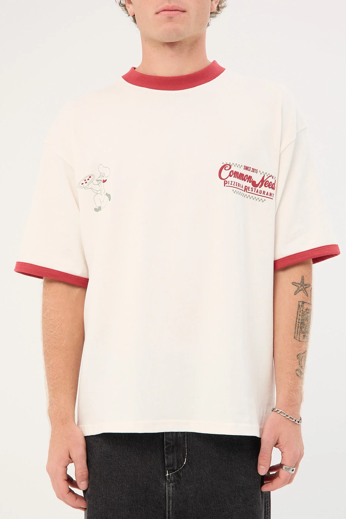 Common Need Marinara Heavyweight Ringer Easy Tee Off White - Image 8