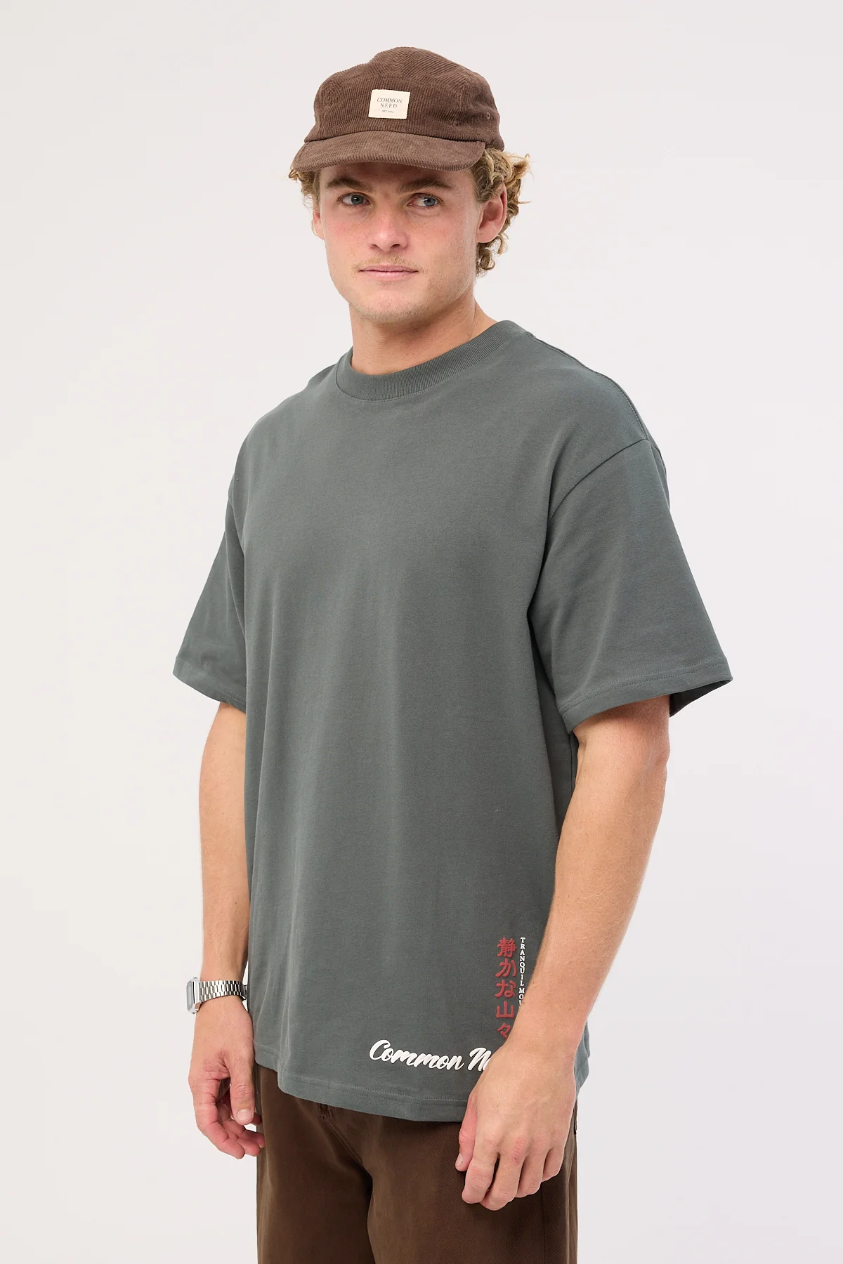 Common Need Mountains Heavyweight Boxy Tee Moss - Image 4