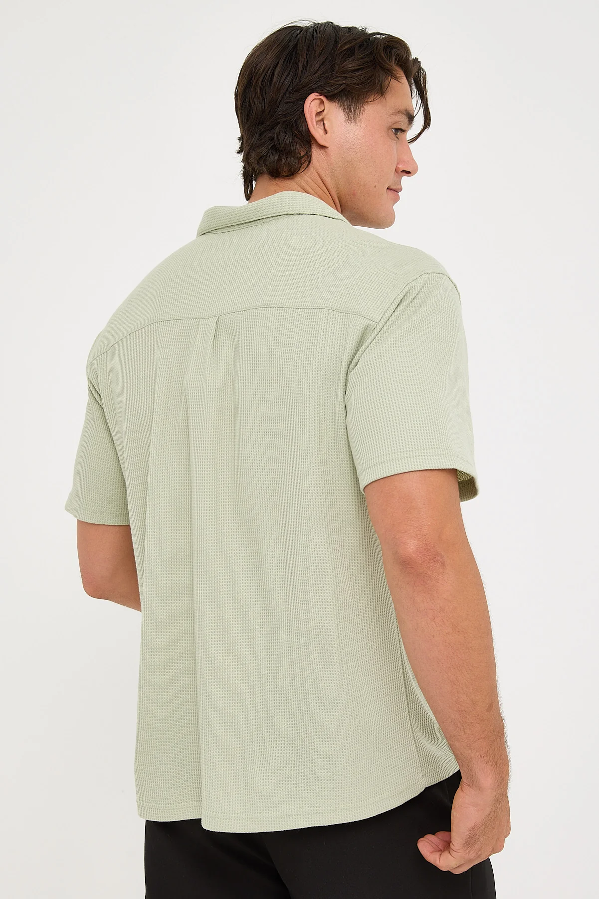 Common Need Nomad Waffle Resort Shirt Sage - Image 5