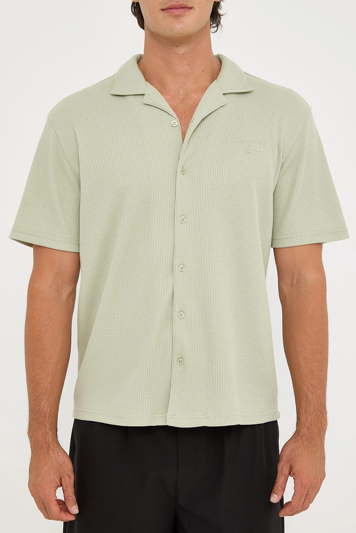 Common Need Nomad Waffle Resort Shirt Sage - Image 6