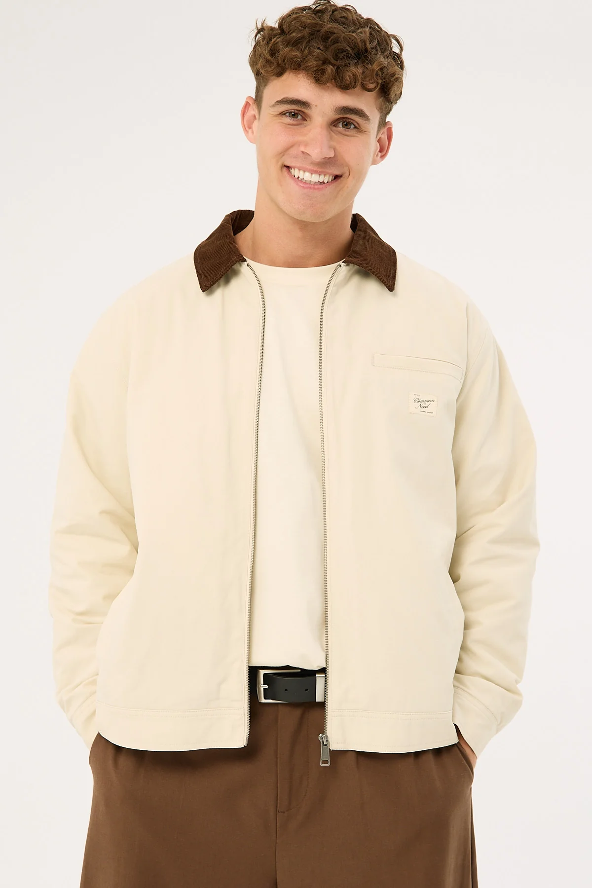 Common Need Ridgeway Harrington Jacket Off White/Brown - Image 3