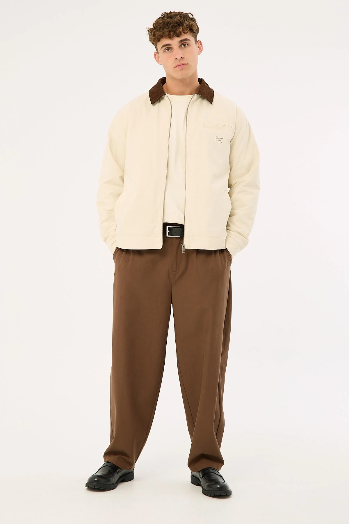 Common Need Ridgeway Harrington Jacket Off White/Brown - Image 7