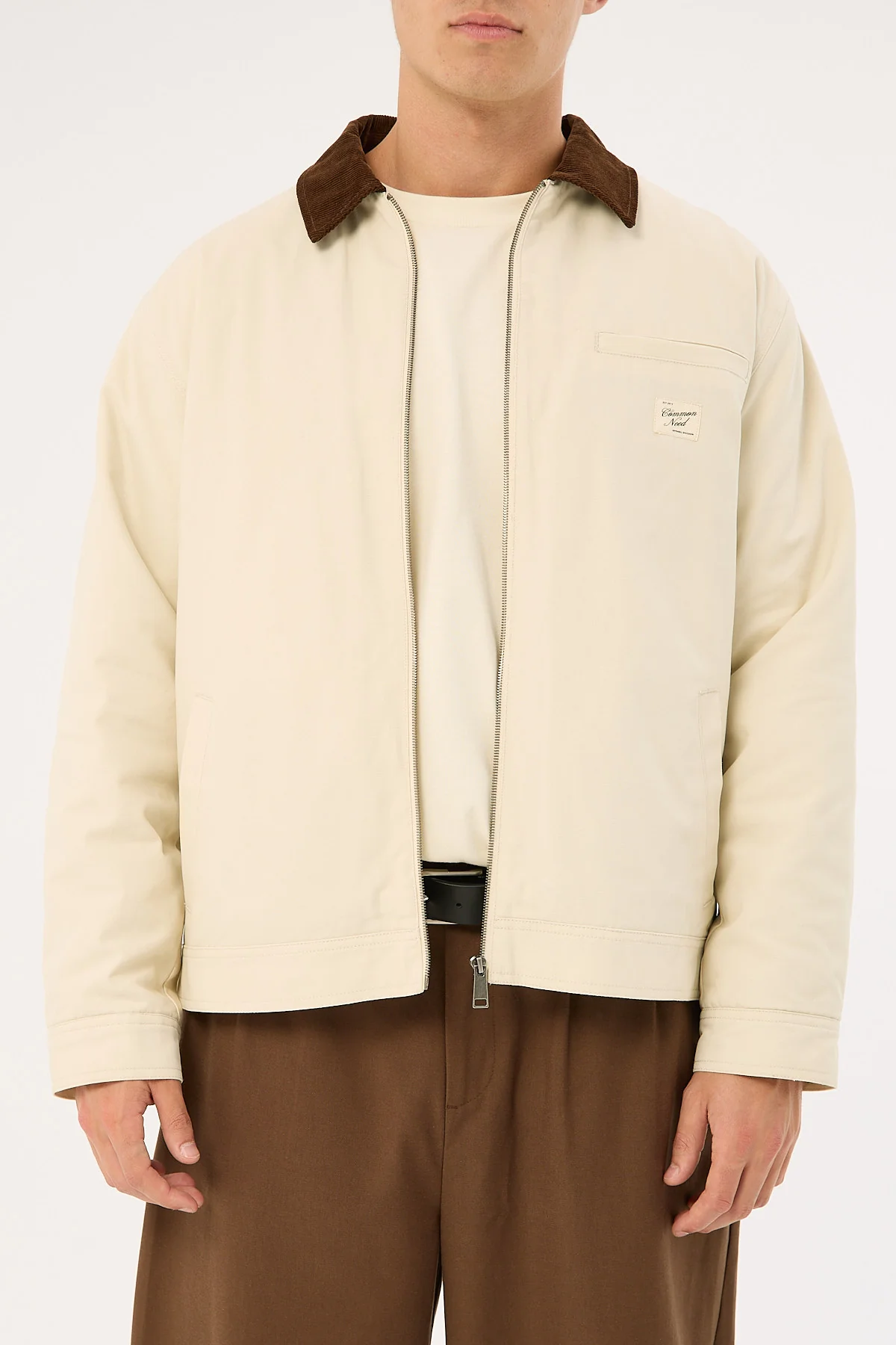 Common Need Ridgeway Harrington Jacket Off White/Brown - Image 8