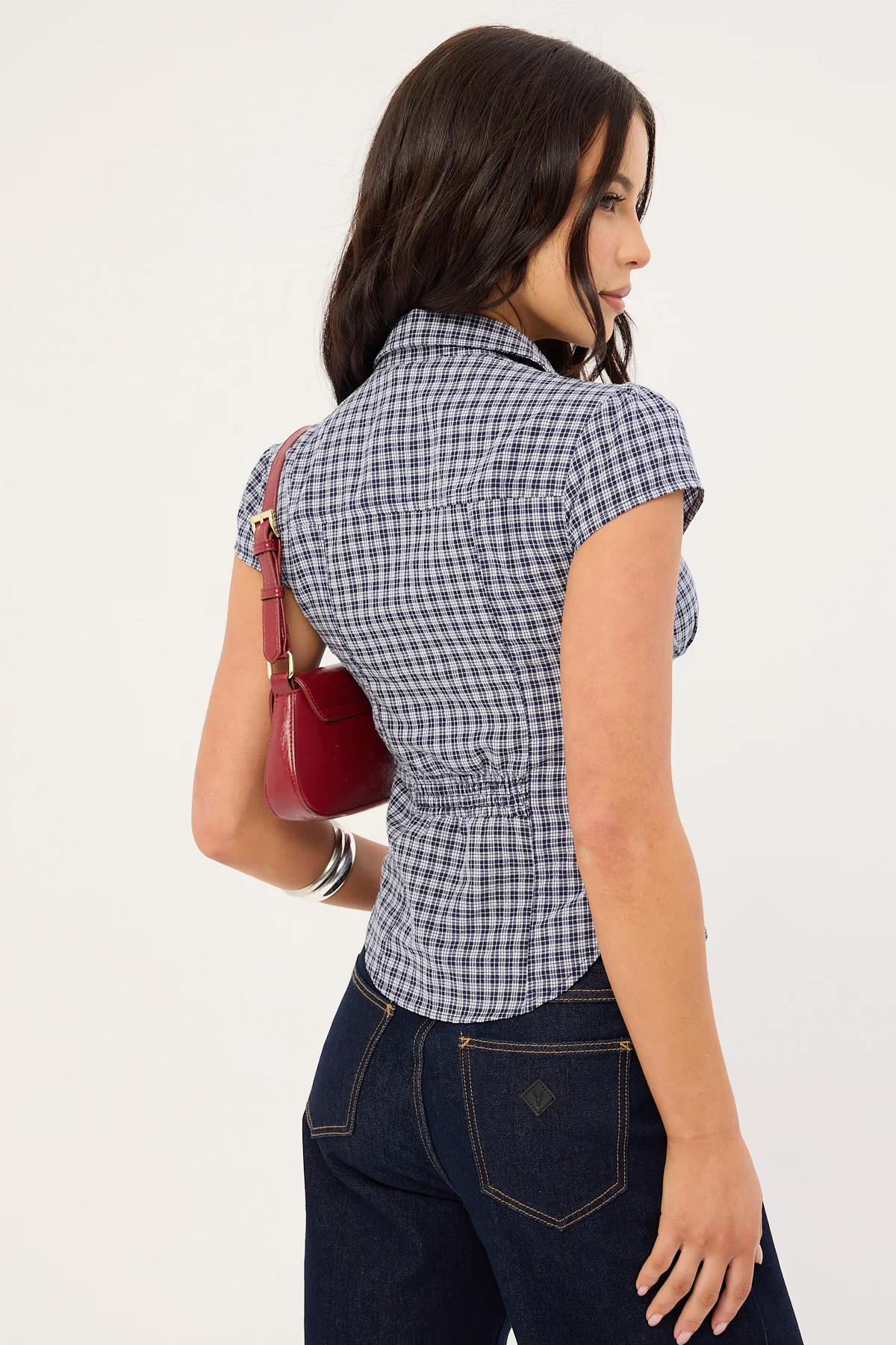 Lioness Mon Cheri Blouse Navy Check - Image 7