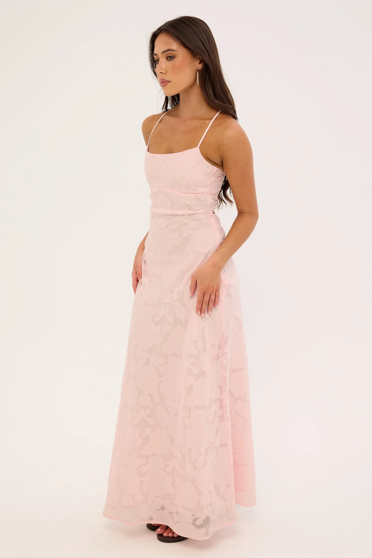 Perfect Stranger Evon Lace Up Back Maxi Dress Light Pink - Image 4