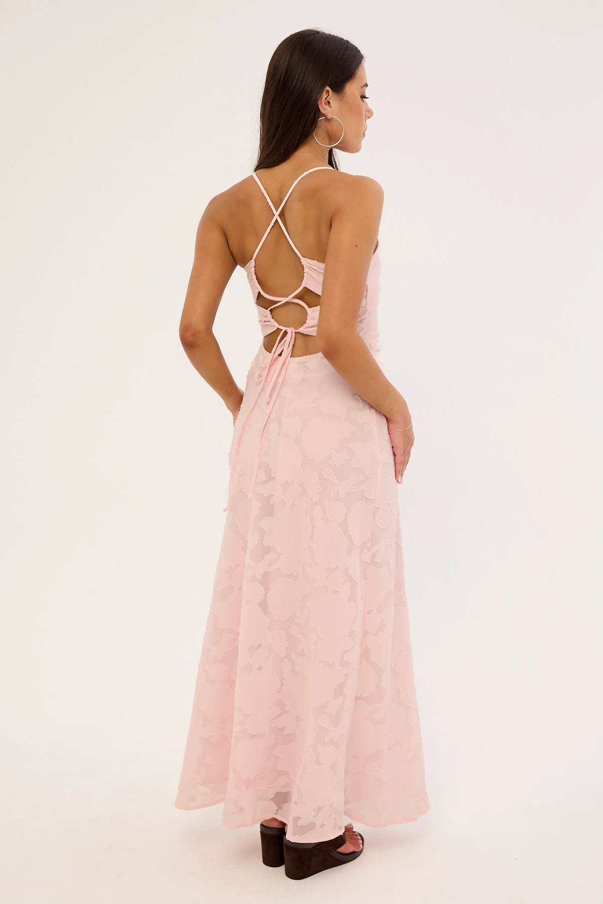 Perfect Stranger Evon Lace Up Back Maxi Dress Light Pink - Image 5