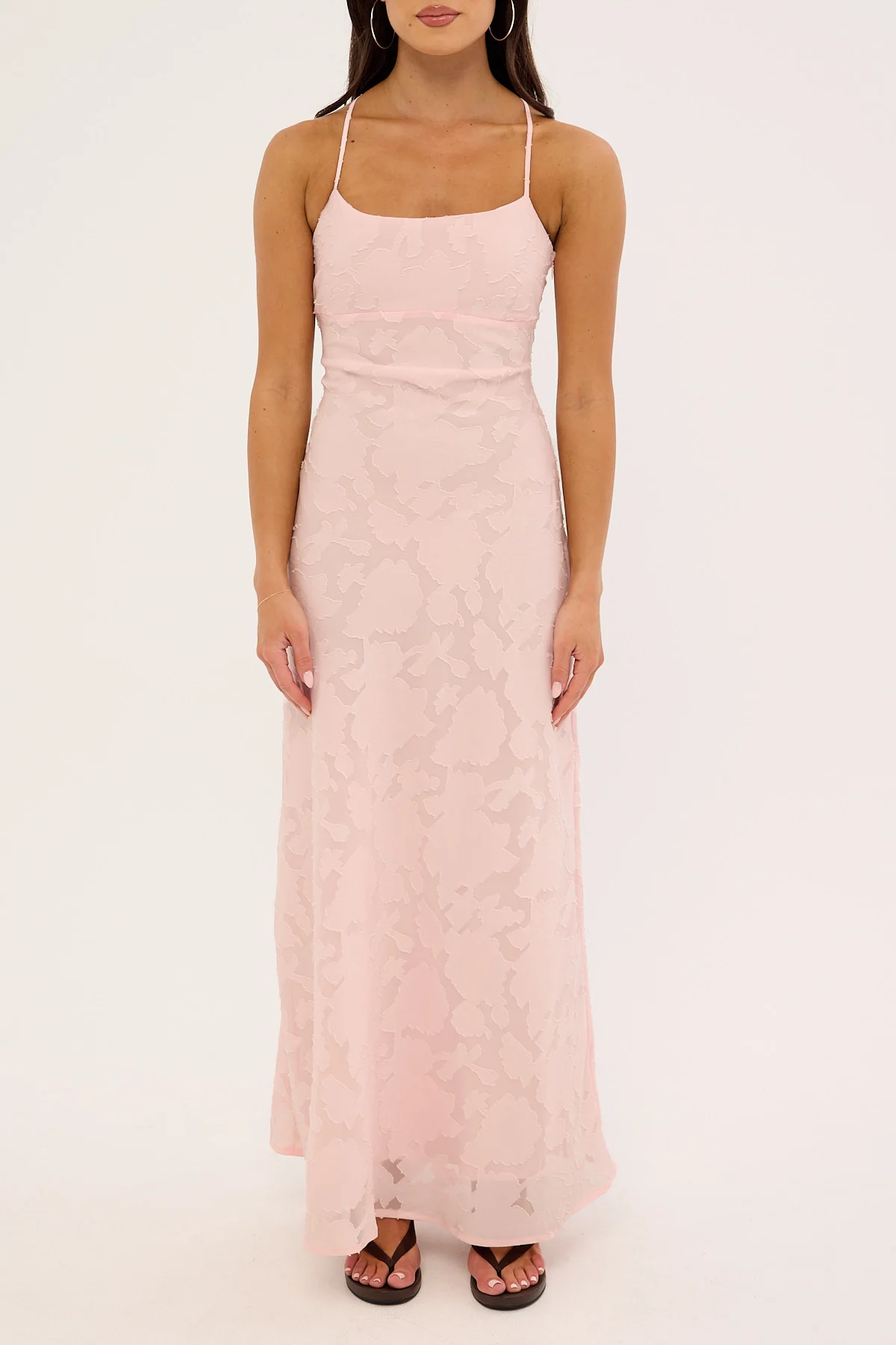 Perfect Stranger Evon Lace Up Back Maxi Dress Light Pink - Image 6