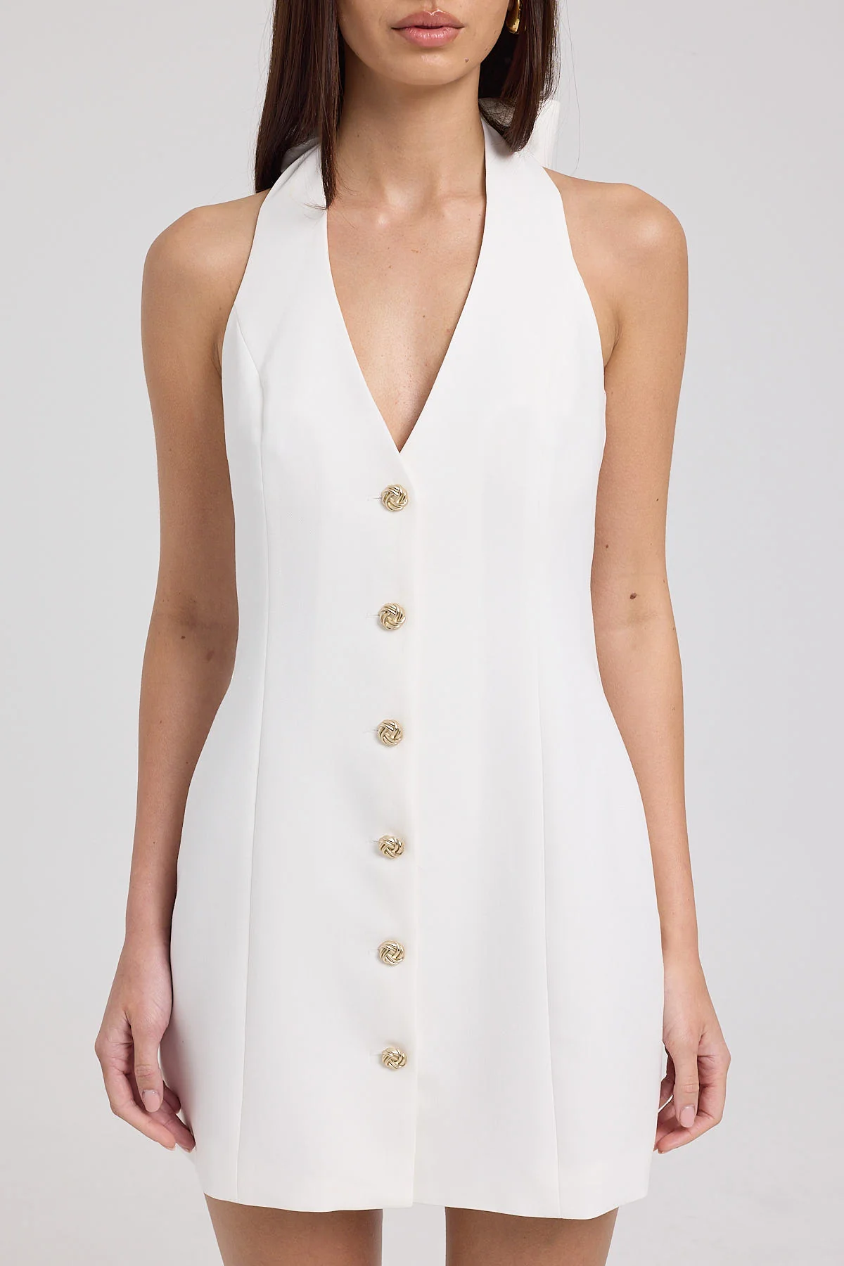 Perfect Stranger Halter Suiting Vest Mini Dress White - Image 9