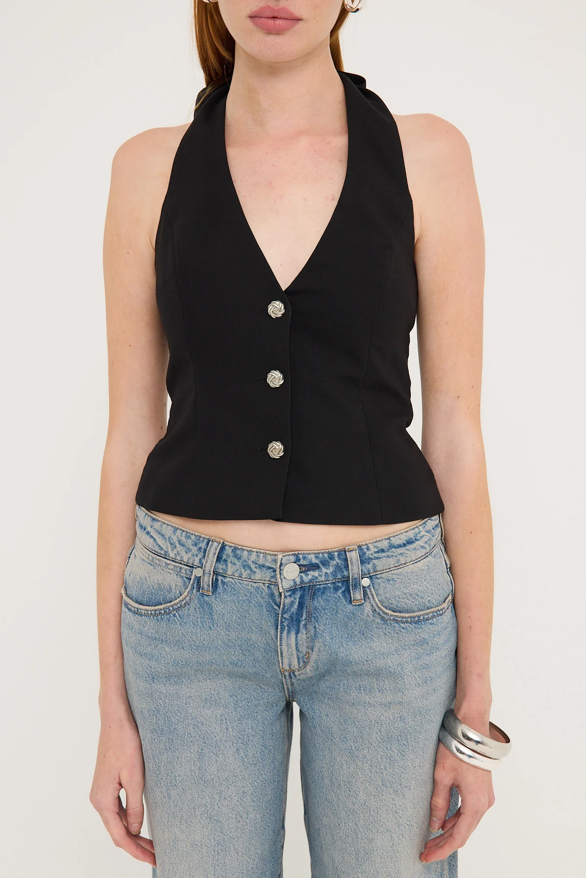Perfect Stranger Halter Suiting Vest Top Black - Image 6