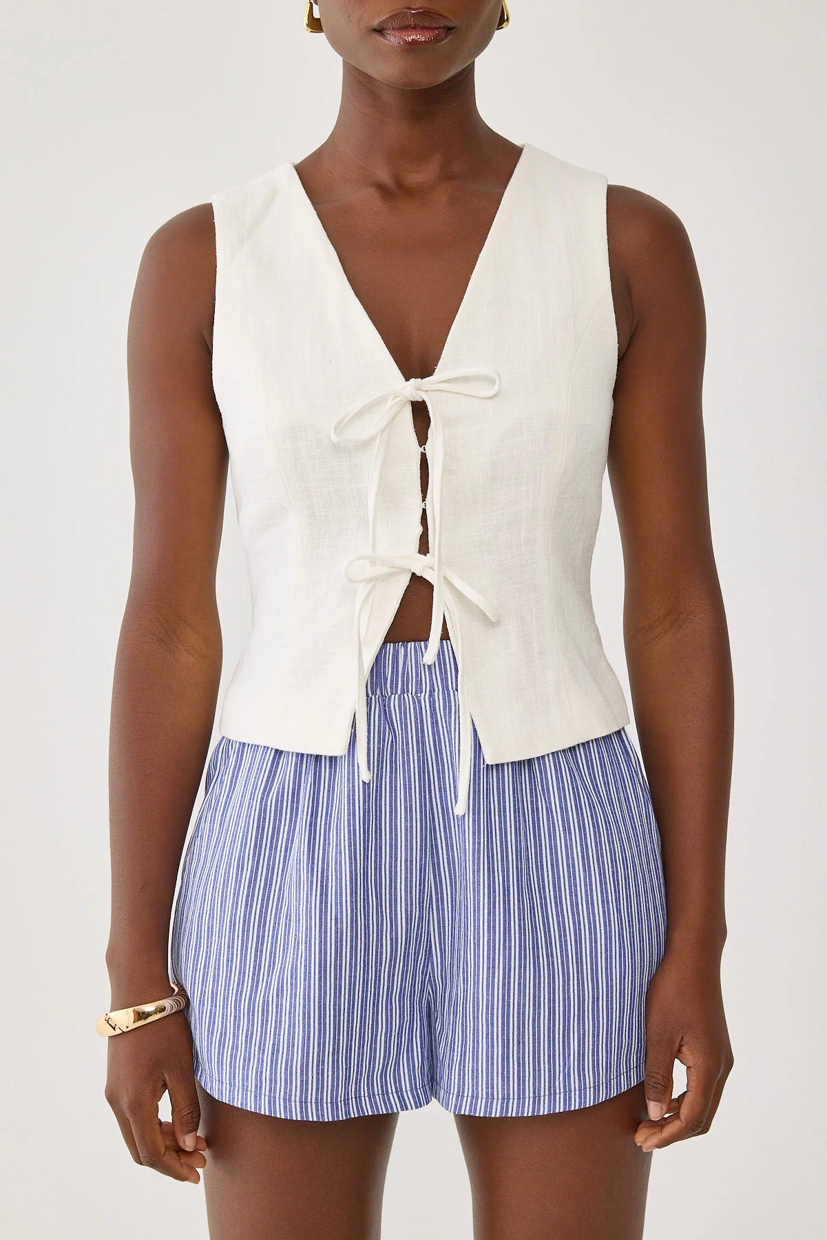 Perfect Stranger Menorca Tie Up Vest Top White - Image 6