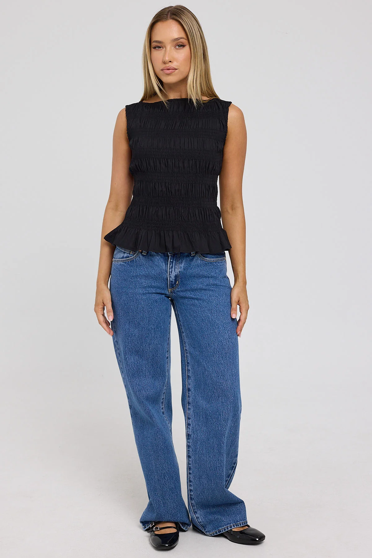 Perfect Stranger Shirred High Neck Top Black - Image 3