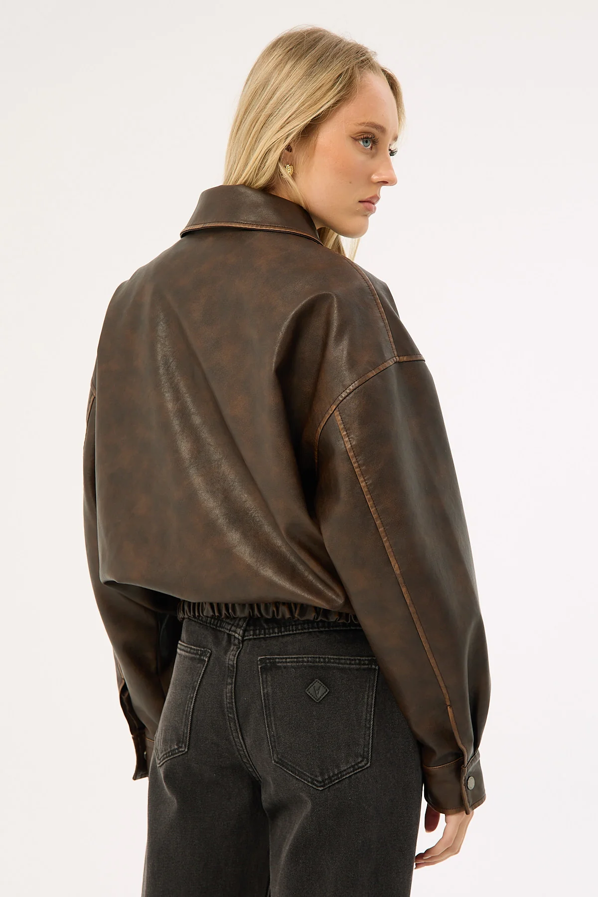 Perfect Stranger Washed Maxx PU Bomber Brown - Image 10