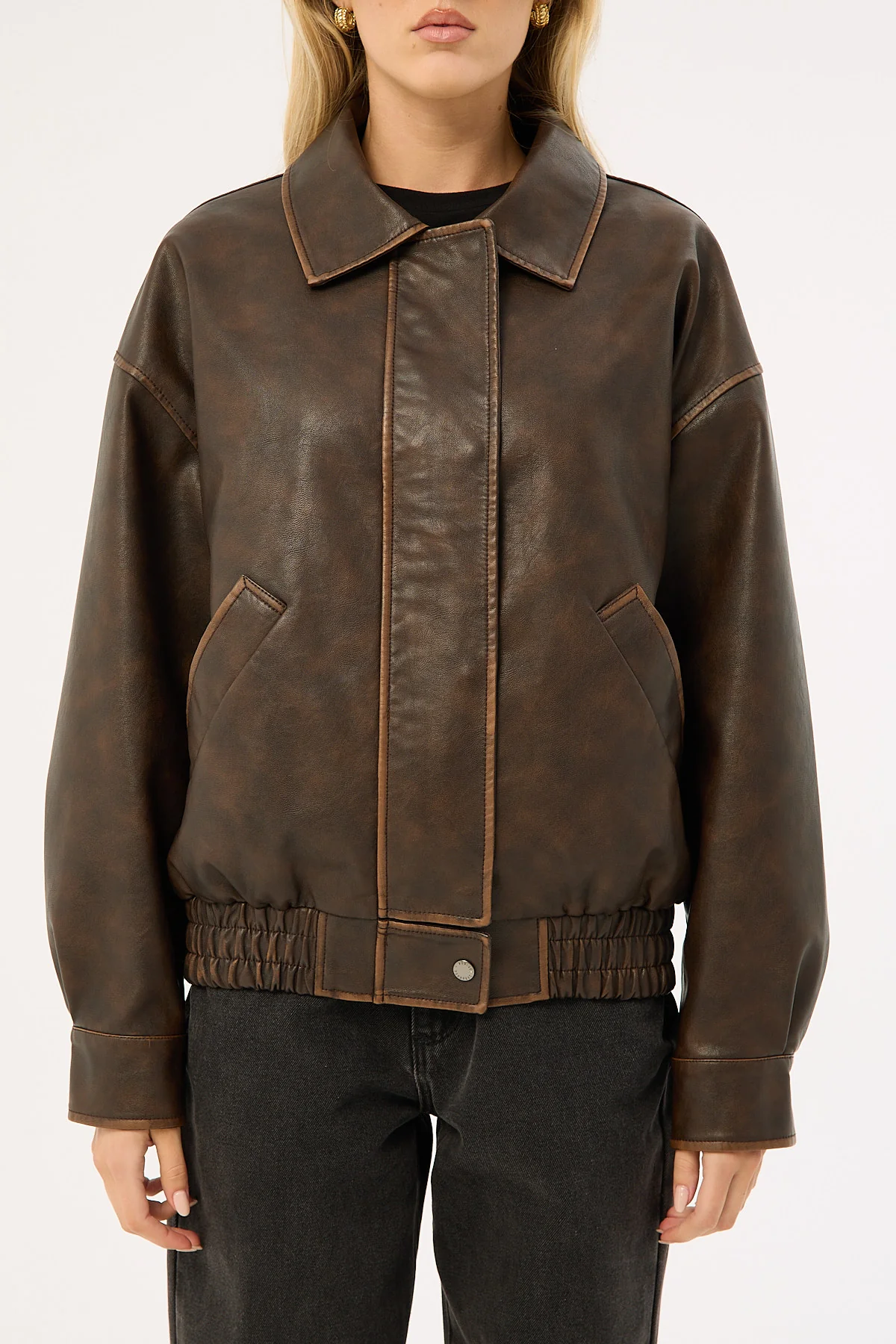 Perfect Stranger Washed Maxx PU Bomber Brown - Image 11