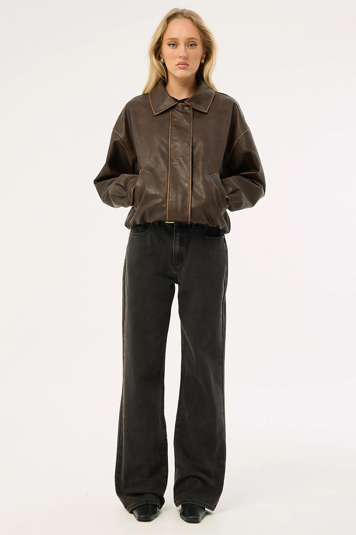 Perfect Stranger Washed Maxx PU Bomber Brown - Image 5
