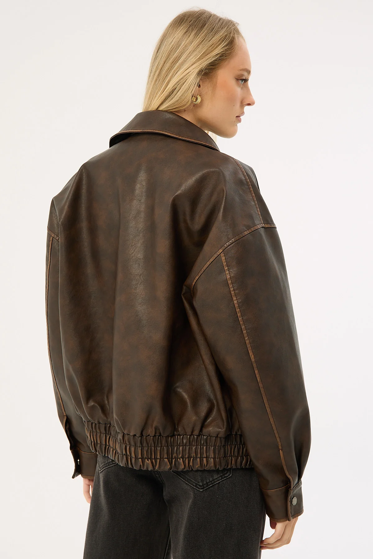 Perfect Stranger Washed Maxx PU Bomber Brown - Image 8