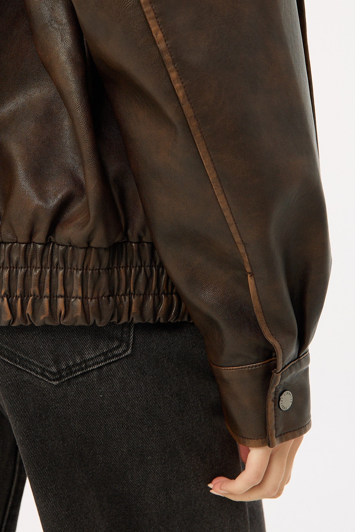 Perfect Stranger Washed Maxx PU Bomber Brown - Image 9