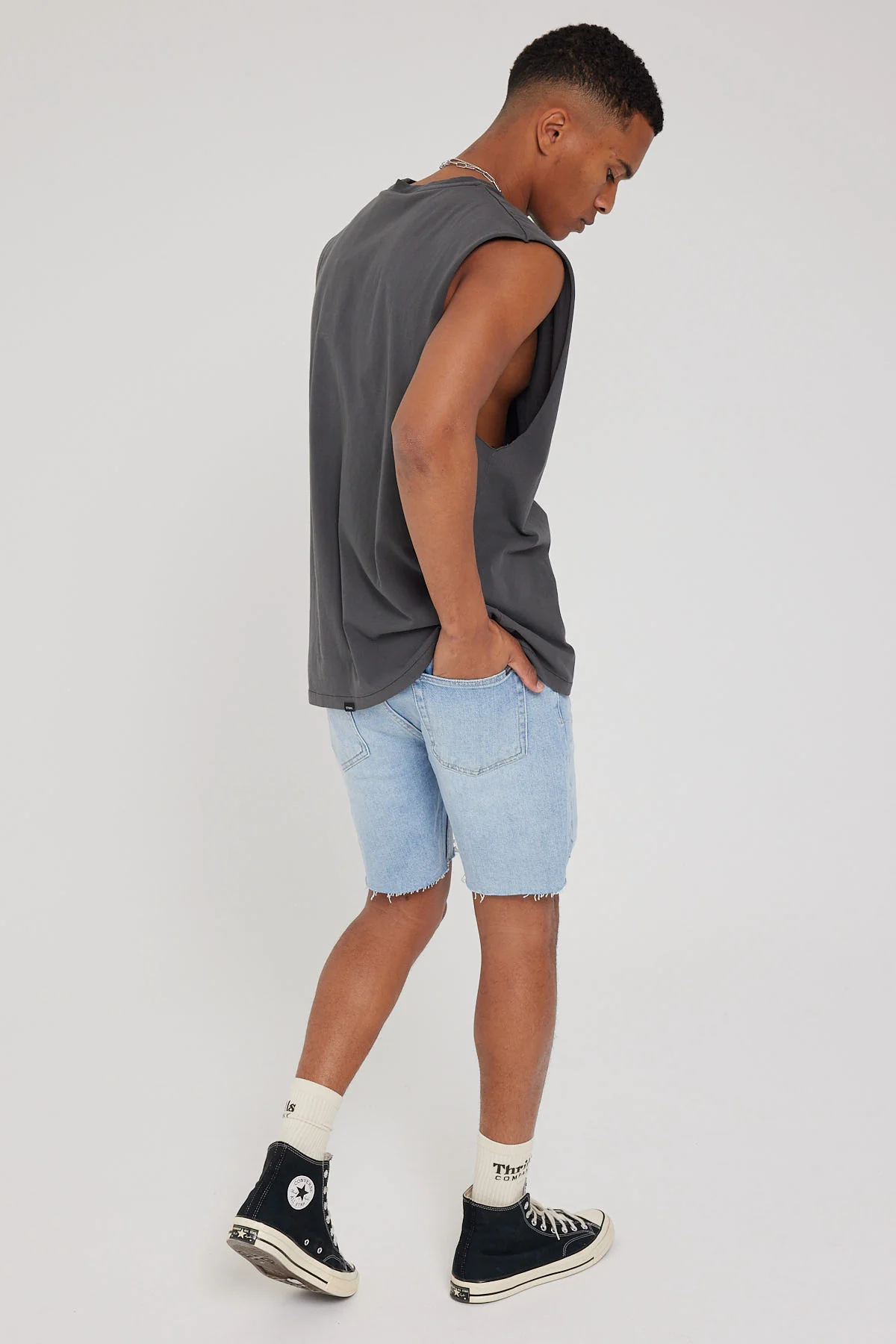 Thrills Destroyed Bones Denim Short Ash Blue - Image 4