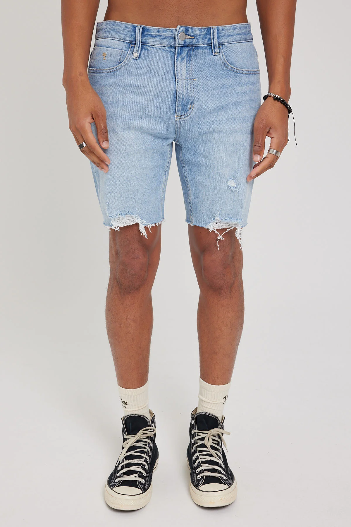 Thrills Destroyed Bones Denim Short Ash Blue - Image 7